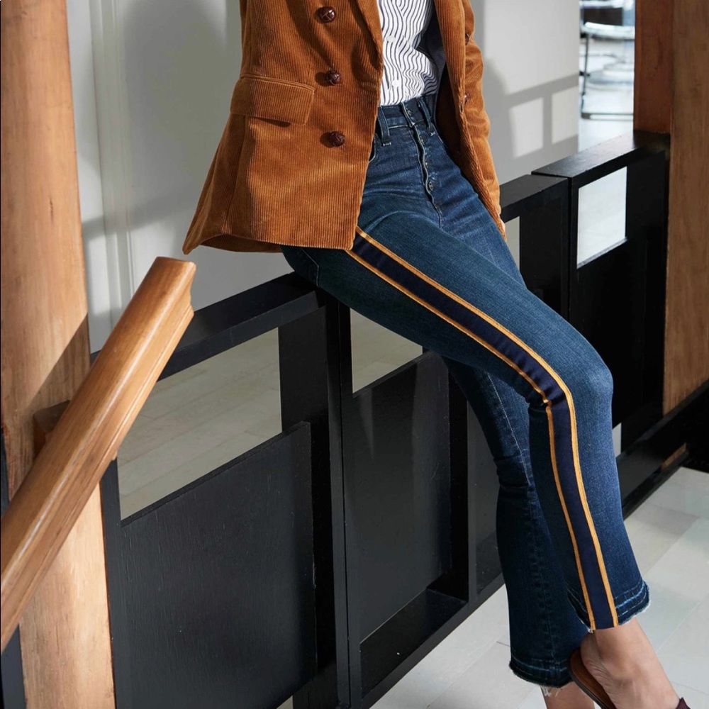Veronica Beard Carolyn Stripe Baby Boot Crop Jeans